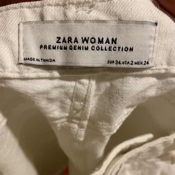 Zara denim straight wide leg crop white jean - Picture 3 of 6